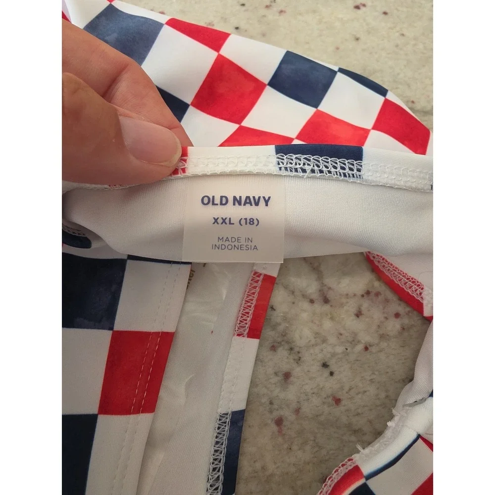 Old Navy red white blue checkered Bikini youth xxl nwt